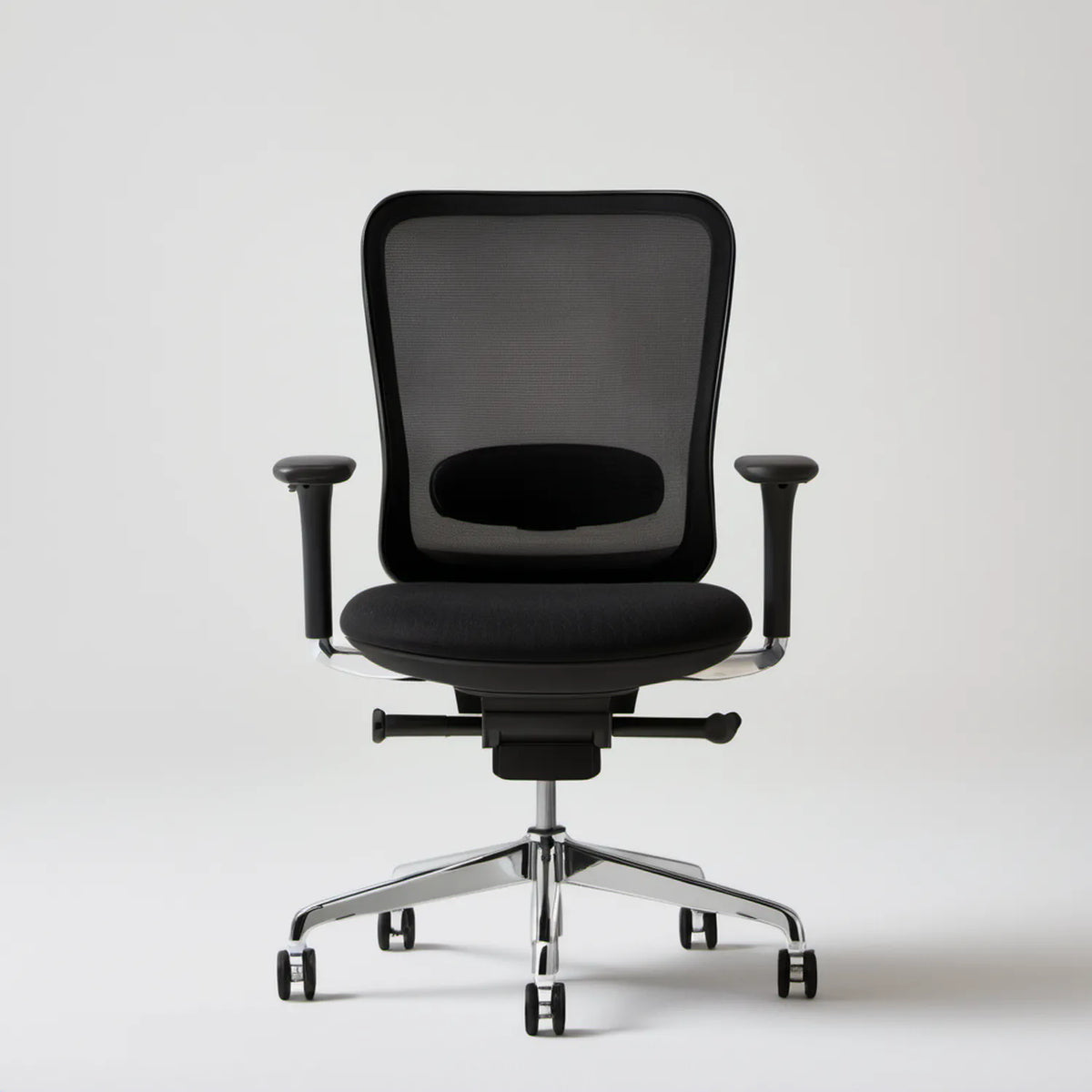 Ergonomiczne obrotowe krzesło biurowe z siatkowym oparciem, czarne/chromowane, 64 x 64 x 98–108 cm