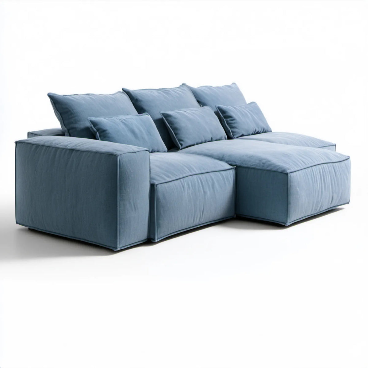 Niebieska sofa modułowa 2-osobowa z weluru poliestrowego, 240 x 110 x 85 cm