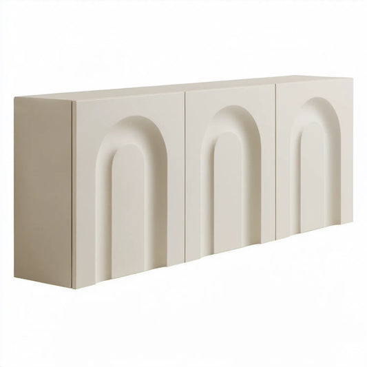 Kremowa komoda z MDF z frezowanymi frontami, 180 x 40 x 80 cm