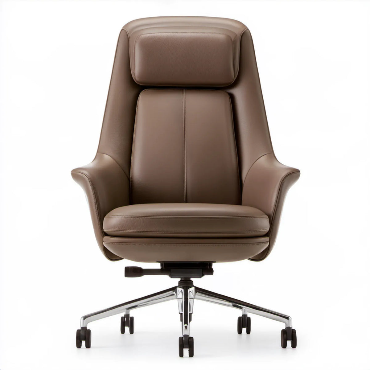 Brązowy fotel obrotowy z ekoskóry PU, 68 x 68 x 120–130 cm